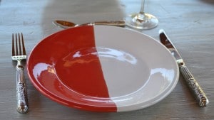Assiette plate Kerouan rouge et blanc